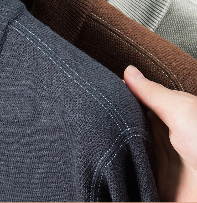 High Quality Velvet Thickening Sweater Bottoming Shirt, Men's Half Zip Pullover, Casual Loose New Warm T-shirt, Knitwear.