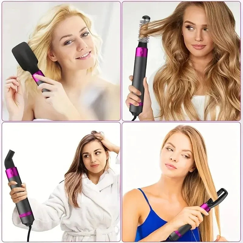 HOMEFISH 5 in 1 Hair Dryer Brush Hot Air Brush & Volumizer Styler Set with Interchangeable Brush Head Negative Ionic Blow Dryer.