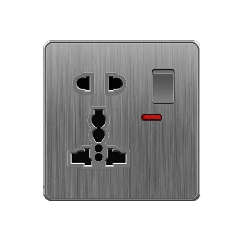 Große Neigungssteckdose im nordischen Stil, grau, 13 A, elektrische Schaltersteckdose nach britischem Standard, universelle Wand-Doppelsteckdose mit USB-Anschluss 2,1 A