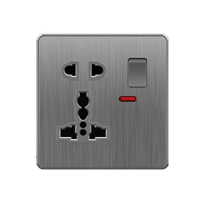 Große Neigungssteckdose im nordischen Stil, grau, 13 A, elektrische Schaltersteckdose nach britischem Standard, universelle Wand-Doppelsteckdose mit USB-Anschluss 2,1 A