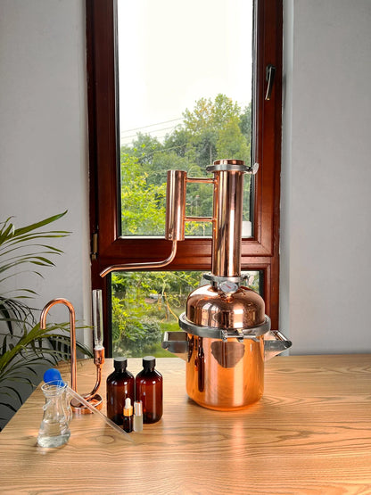 HOOLOO 8L Copper Distiller Essential Oil Hydrosol Still Home Distiller Direct Fire Hea Equipment DIY from Herbs Plants & Flowers.