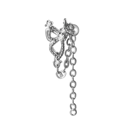 1PC 316L Surgical Steel Star Water Drop Heart CZ Chain Ear Cartilage Tragus Helix Stud Earring Daith Lobe Piercing Body Jewelry.