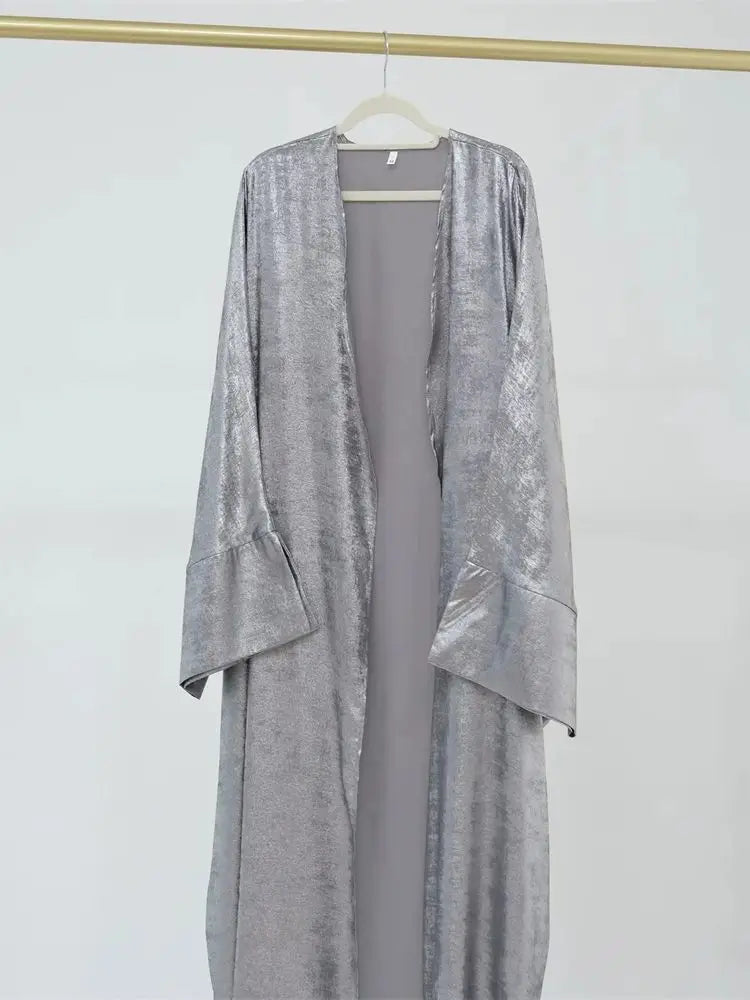 Ramadan Eid Shiny Satin Open Kimono Abaya Damen Dubai Luxury Muslim Kebaya Abayas For Women Kaftan Dress Islamic Clothing Femme.