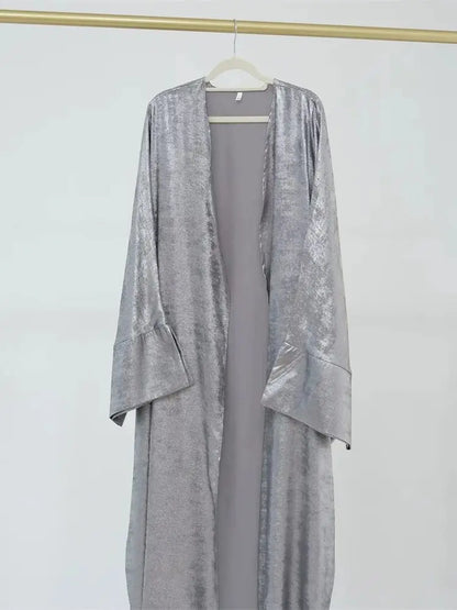 Ramadan Eid Shiny Satin Open Kimono Abaya Damen Dubai Luxury Muslim Kebaya Abayas For Women Kaftan Dress Islamic Clothing Femme.