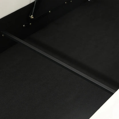 Polsterbett, Einzelbett, süßes Katzendesign, hydraulisches Bett mit Stauraum und Gürtelgriffen, stabiler Gitterrost, 90 x 200 cm