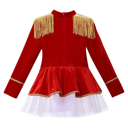 Kinder Mädchen Halloween Weihnachten Karneval Zirkus Zirkusdirektor Cosplay Performance Kostüm Langarm Mesh Trikot Tutu Kleid.