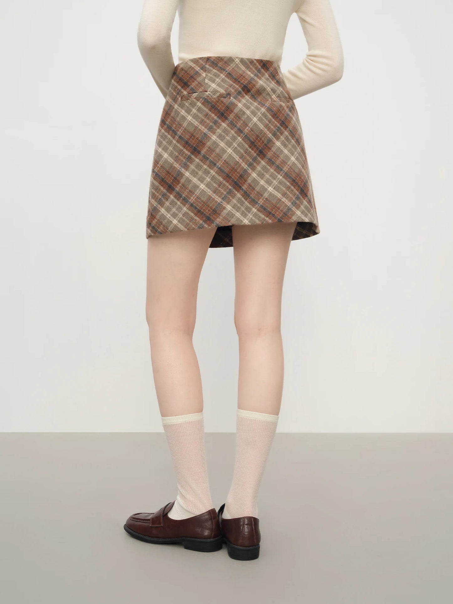 FSLE Autumn Party Skirt High Waist Retro Plaid Knit WoolShort Skirt For Women 2025 Fall Winter New Arrival Y2K Mini A-line Skirt.