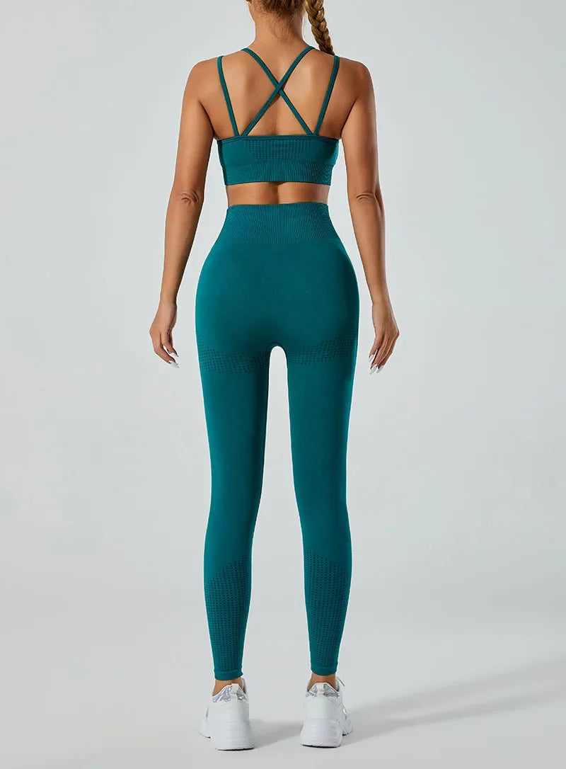 In-stock Women's Yoga Suit Five-piece Set Seamless Fitness Wear For Running Sports Top Leggings From Mainland China