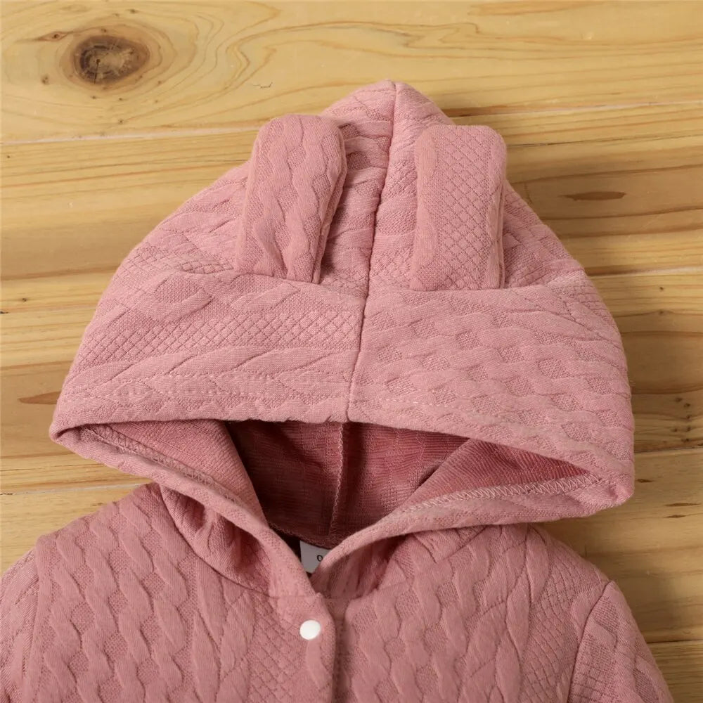 0-18 Monate Neugeborenes Baby Mädchen Bodysuit einfarbig Hoodie Langarm Stram pler Herbst & Winter warme Overall Kleidung für Baby.