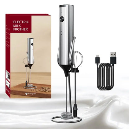 Mini milk frother, electric milk frother, coffee frother, household milk blender, handheld wireless whipper.