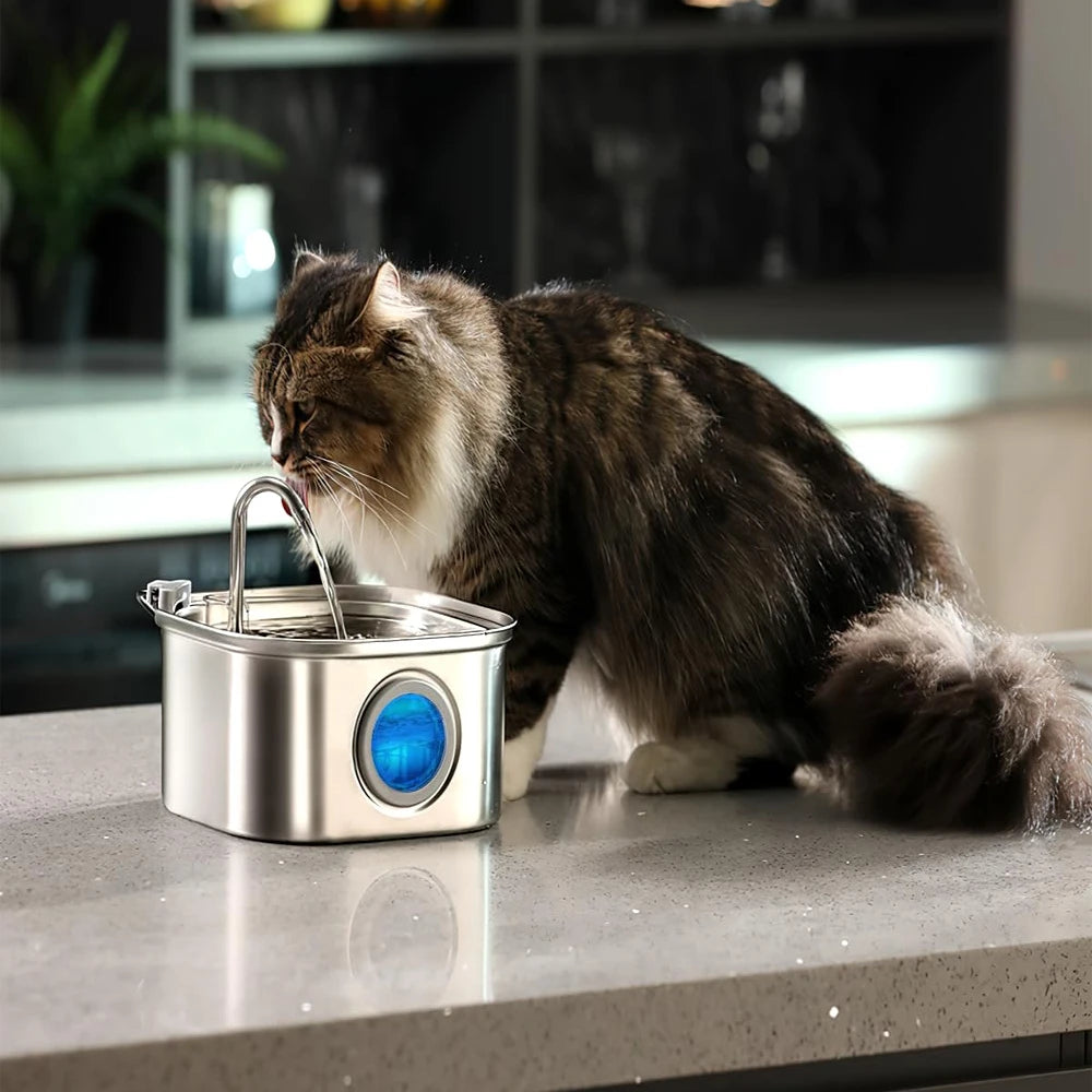 3.2L Stainless Steel Pet Water Feeder Auto Cat Fountain Smart Dog Water Dispenser Visual Window Drinking Bowl Pet Accessories.