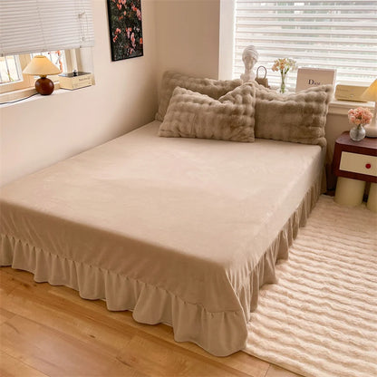 Luxury Faux Rabbit Fur Velvet Fleece Plush Soft Warm Bedding Set Super Comfortable Duvet Cover Set Blanket Bed Sheet Pillowcases