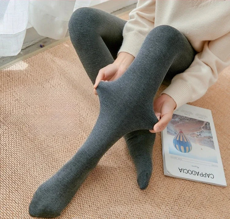 Women's Fall Winter Ribbed Vertical Stripe Thermal Leggings Fleece Thickened  Street Ready Seamless High Waist Thermal Pants.