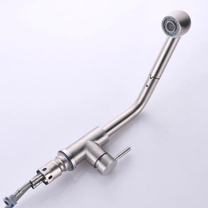 360° Rotating Retractable Sink Faucet Hot and cold Water Button Ceramic Valve Kitchen Stainless Steel Faucet with Shower