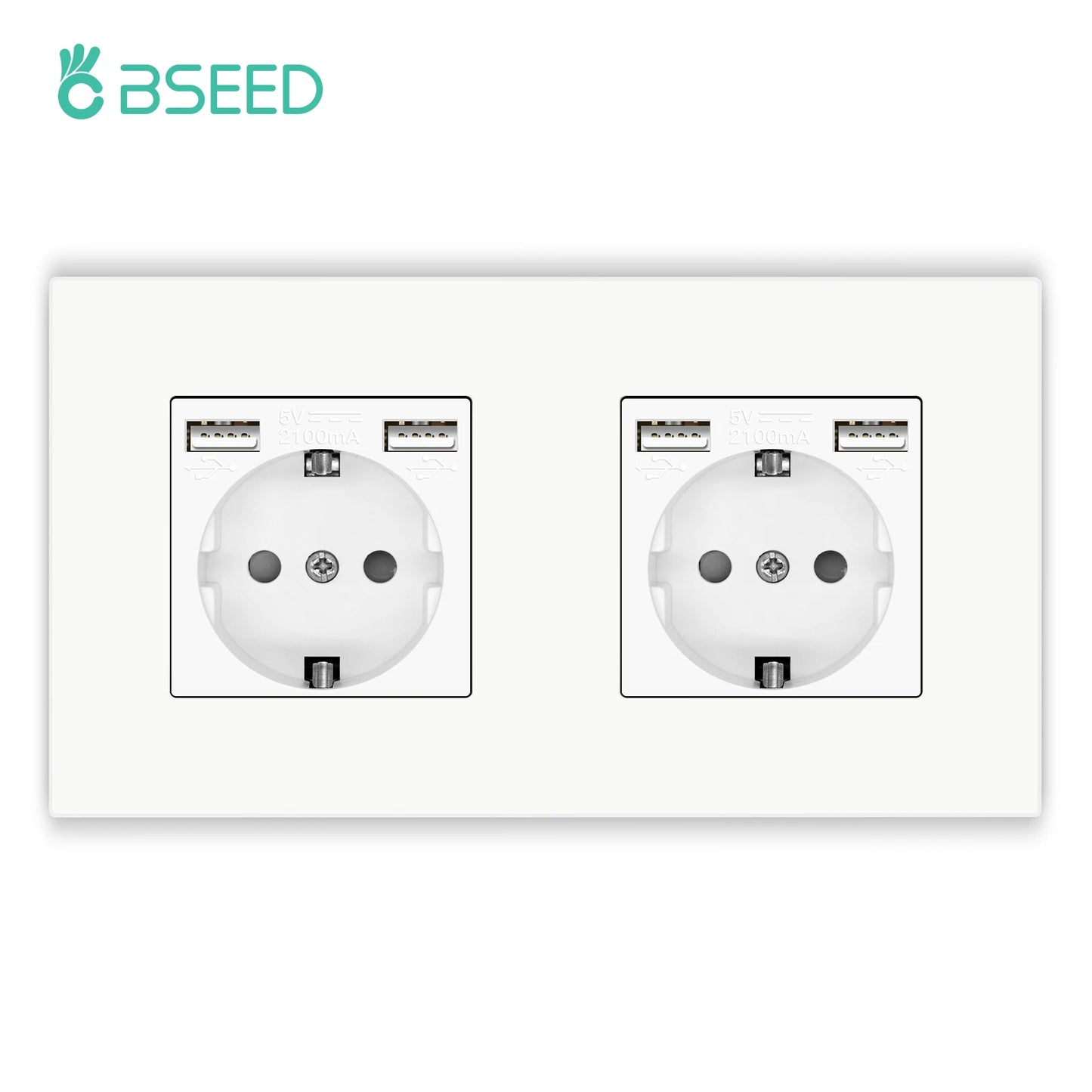 BSEED EU-Wandsteckdosen Typ C USB-Steckdosen Doppelte Steckdosen Dreifachsteckdosen Kunststoffrahmen Deutschland Steckdose mit Dual-USB