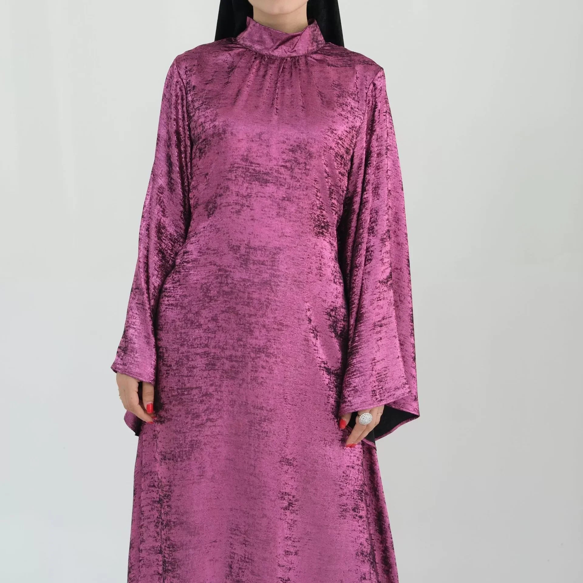 Belted Dress Pagoda Sleeve Satin Abaya Dubai Islam Muslim Kaftan Dresses Kebaya Abayas For Women Robe Musulmane Femme Vestidos.