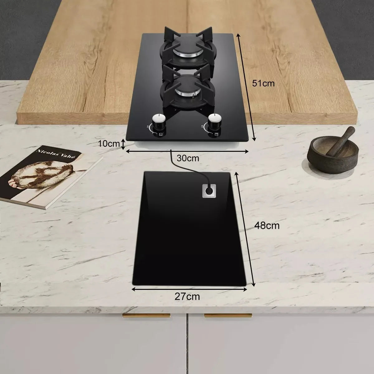 Topstrong 2 Burner Ceramic Glass Built-in Hob Natural Gas Propane Gas Hob YYEUGCT-B02.