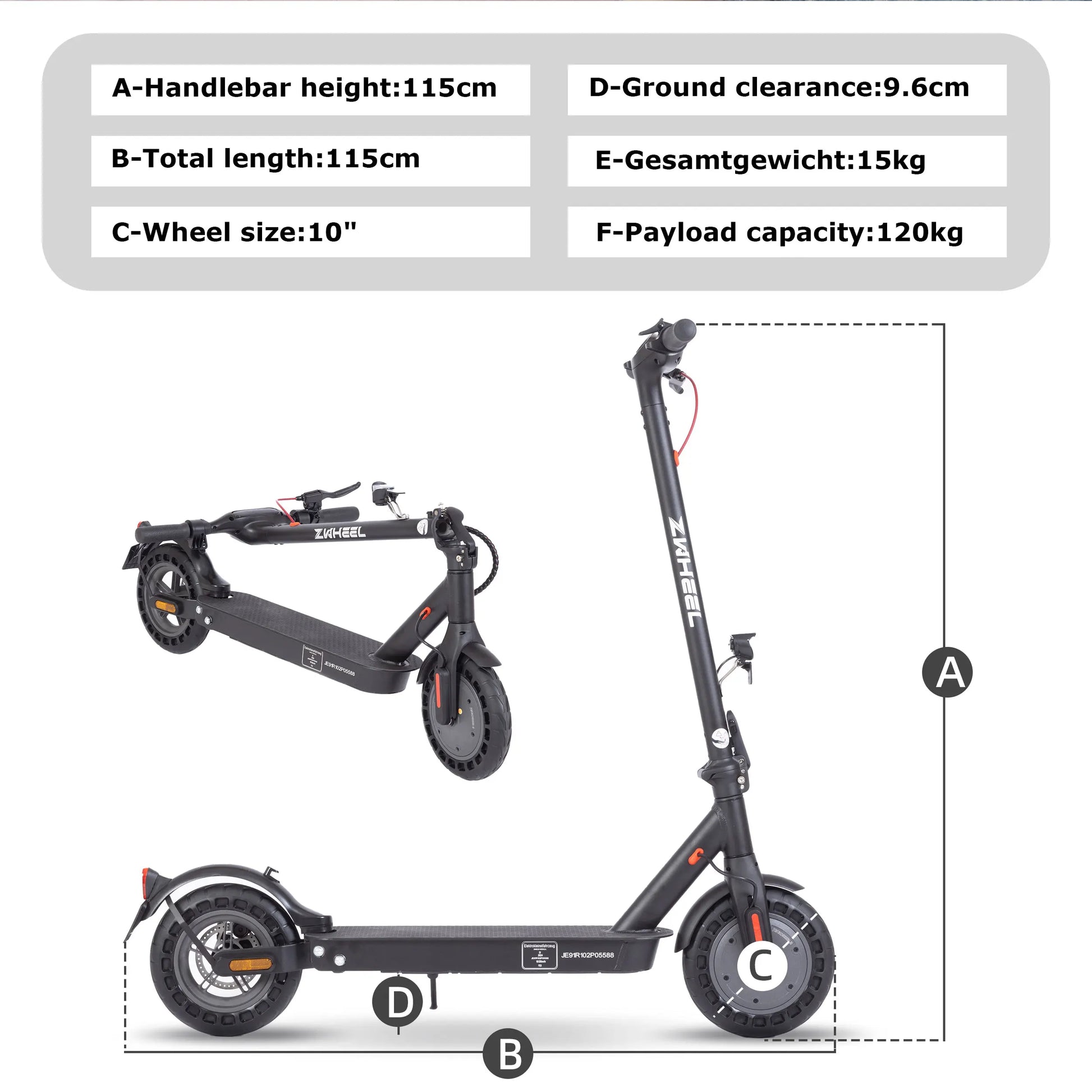 10 inch Electric Scooter 36V 10Ah 500W Escooter Adult  20-35km Range, Dual Brake, Support APP Foldable Scooter ABE 20km/h.
