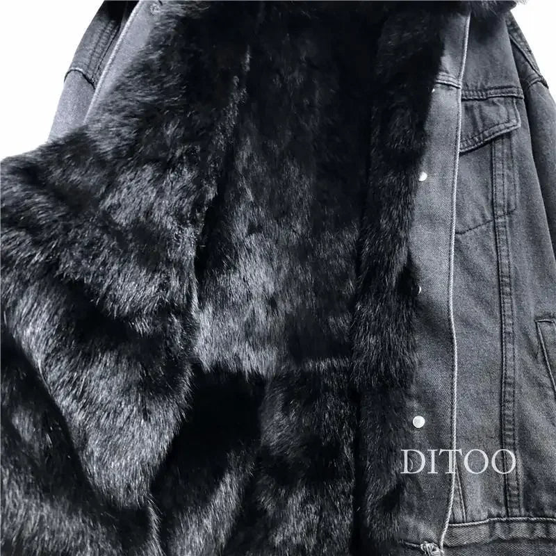 Frauen Denim Kosten Einreiher Taste Jacken Fleece Patchwork Strickjacke Taschen Oberbekleidung Casual Warm Solide Lose Fit.