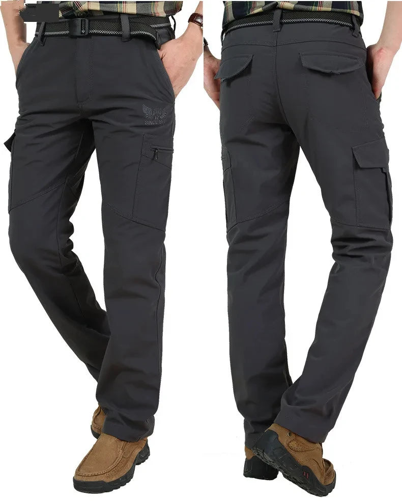 Winter Thick Pants Men Double Layer Fleece Cashmere Overalls High Quality Male Camouflage Trousers Warm Casual Cargo Pants.