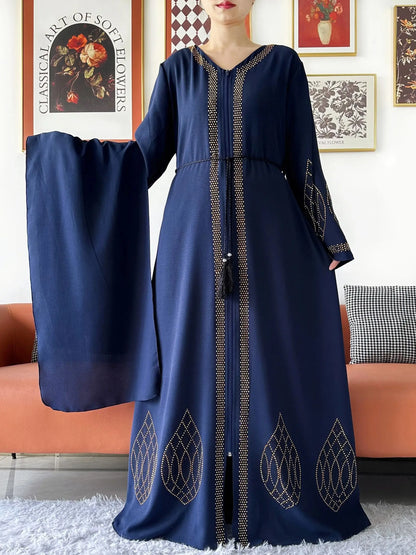 Elegant Women's Party Dress Chiffon Loose Open Zipper Abaya Muslim Islamic Clothing Cardigan Style for Special Occasions