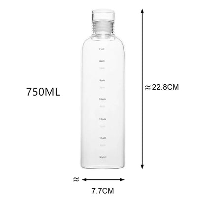 Transparent Plastic Water Bottle with Time Scale Large Capacity Leakproof Drink Bottle Drop-resistant Drink Cup For Sport Travel.