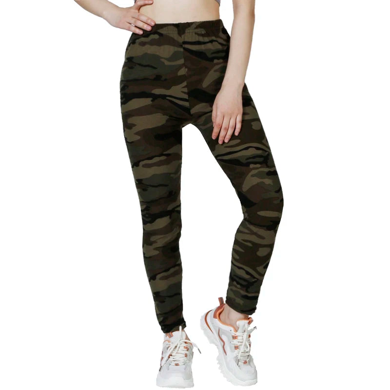 Camouflage Grau Grün Enge Lässige High Stretch Damen Leggings, Sportliche Und Sexy Fitness Retro Neun Punkt Bleistift Hosen.