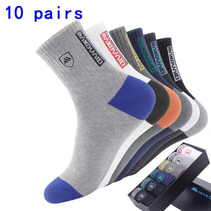 5 Pairs of Autumn and Winter MEN'S Sports Socks for Summer Leisure, Sweat Wicking, Lightweight and Breathable Basketball Socks