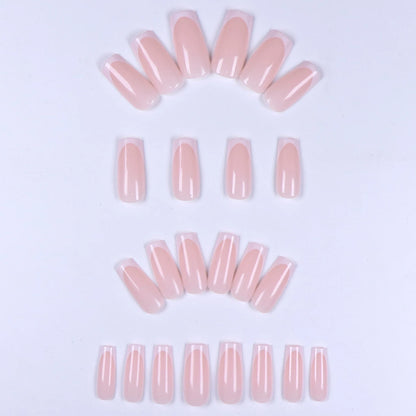 24pcs/set short square fake nails for women cute bride heart white french tips faux ongles y2k press on false nail supplies.
