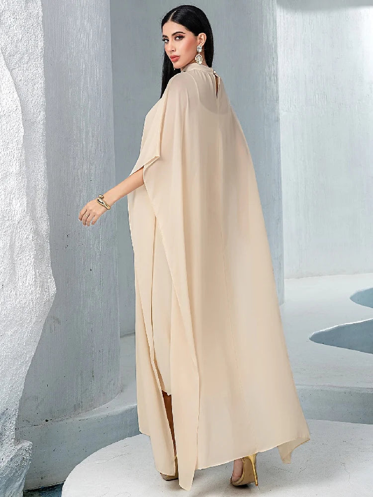 Chiffon 2 Piece Abaya Damen Dubai Muslim Evening African Dresses For Women Set Islam Clothing Kebaya Kaftan Robe Musulmane Femme.