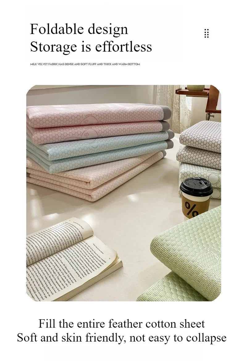 Summer Cooling Quilted Mattress Protector Cover Thickened Breathable Mattress Topper for Single Double Queen King Size Bed.