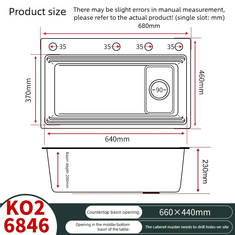 Household Rust Proof 304 Stainless Steel Kitchen Sink Handcrafted Thickened Undermount Wash Vegetable Basin Large Single Slot
