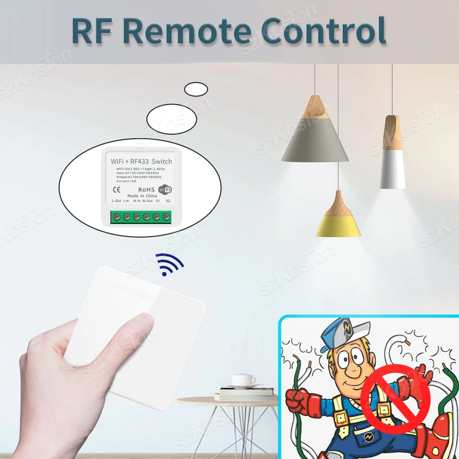 RF433 WiFi Smart Switch Tuya 16A Home Mini Relais Empfänger DIY Licht Schalter Automatisierung Controller Stimme Funktioniert mit Alexa Google.