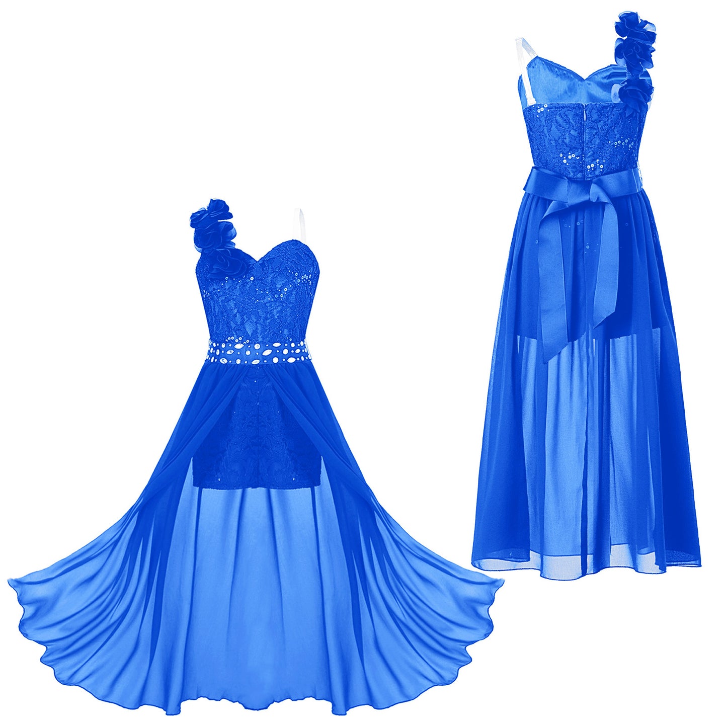 Elegantes Partykleid für Mädchen, Hochzeit, Geburtstag, Abschlussball, Bühne, Festzug, glänzende Pailletten, Perlenapplikation, Spitze, Chiffon, Overall-Kleider