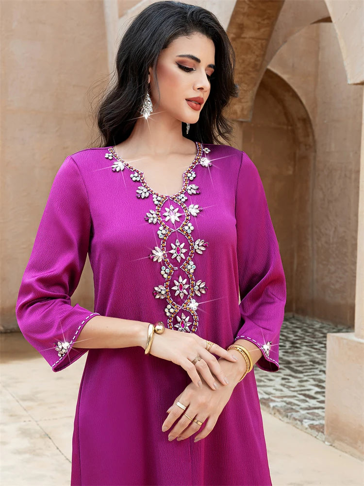 Ramadan Purple Abaya Damen Dubai Arabic Islam Prayer Clothes Muslim African Dresses For Women Kebaya Kaftan Robe Musulmane Femme.