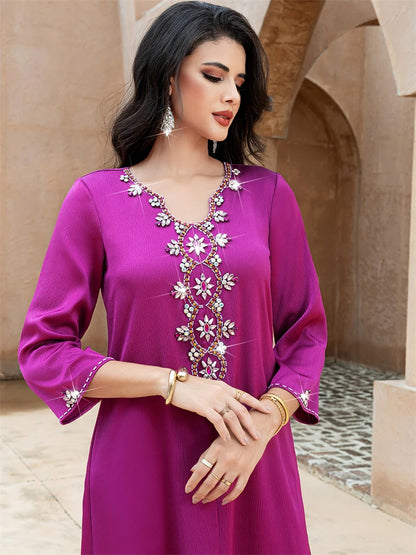 Ramadan Purple Abaya Damen Dubai Arabic Islam Prayer Clothes Muslim African Dresses For Women Kebaya Kaftan Robe Musulmane Femme.