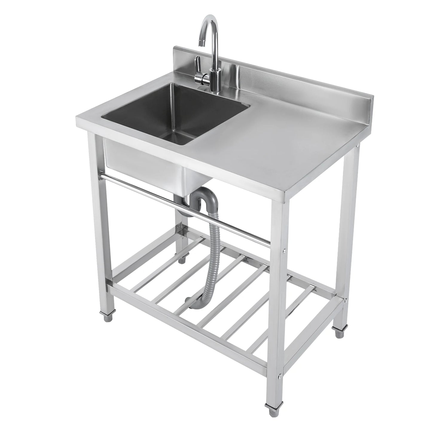 Edelstahl-Küchenspüle, freistehende Einzelschüssel-Werkbank für den Außenbereich, quadratische Küchenspülen, Tragfähigkeit 100 kg