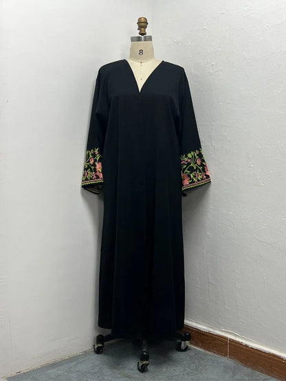 Eid Frauen Muslimischen Abaya Kleid Stickerei Strickjacke Kaftan Party Jalabiya Ramadan Lange Abayas Vestidos Largos Arabischen Lange Robe.