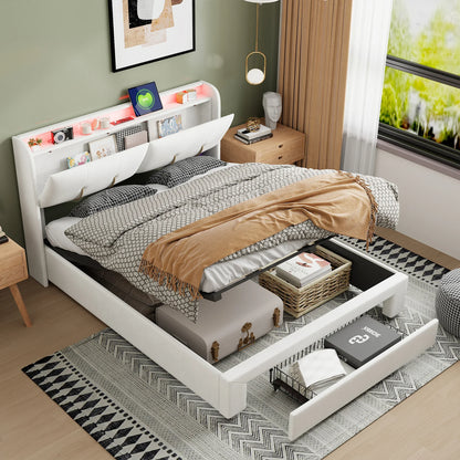 Lazy space Samt gepolsterter Bett rahmen mit RGB-Licht, USB-Anschluss Kopfteil, hydraulische Aufbewahrung sbett box, Doppelbett 140/x cm