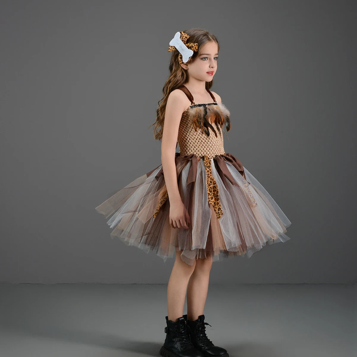 Höhlenmädchen-Kostüm für Kinder, Halloween-Tutu-Kleid, wilder Mann, Baby, Cosplay, Geburtstag, Dschungel, Karneval, Party, Kleider, ausgefallenes Tutus-Outfit.