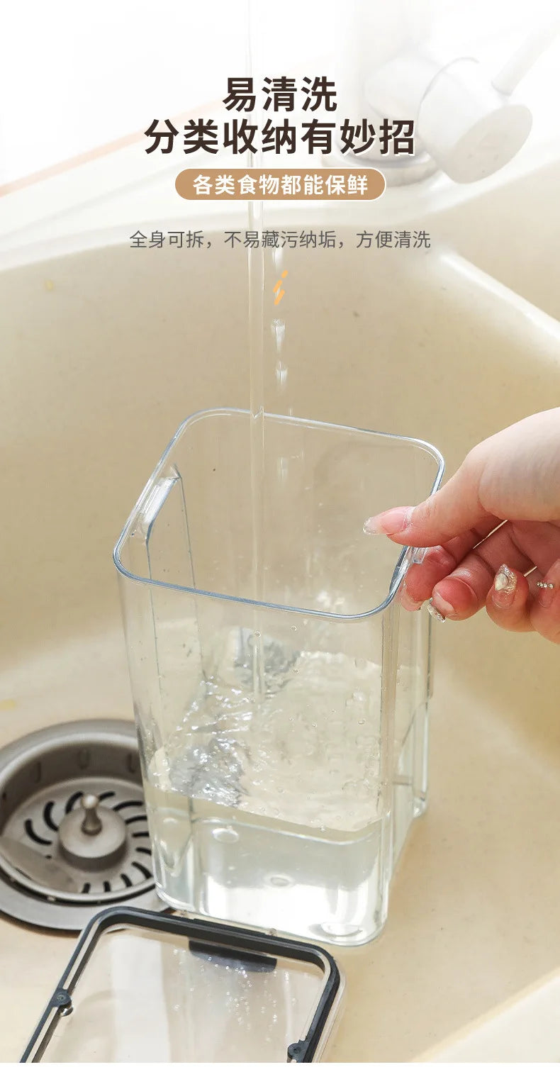 Food Box Storage Container With Airtight Lid Condiment Organizer Plastic Dispenser Jar Hermetic Kitchen Cereal Snack Spaghetti