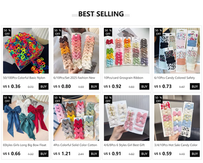 6/10Pcs/Set 2025 Fashion New Cute Ribbon Bowknot Hair Clips for Kids Handmade Baby Girls Hair Accessories.