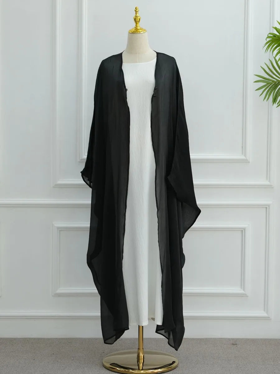 Women Eid Türkiye Dubai Solid Pleated Luxury Muslim Fashion Kimono Cardigan Long Dress Kaftan Robe Femme Islam Clothing Kebaya.