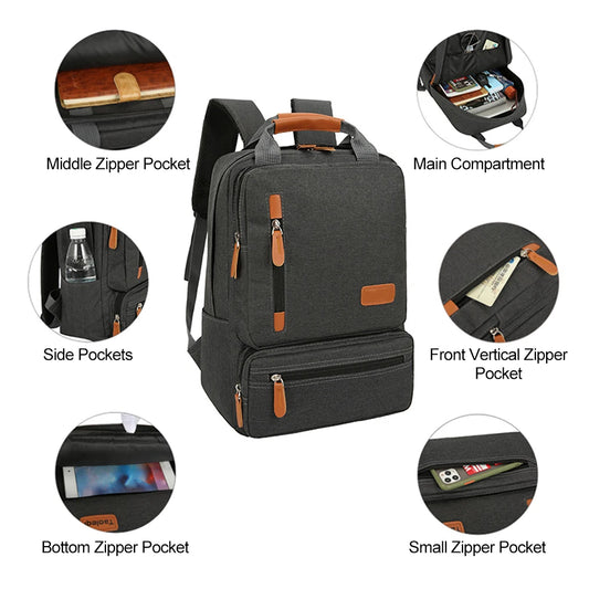 3pcs Backpack Set Women Men Laptop Backpack Shoulder Bag Small Pocket for Travel School Business Work College Fit Up to 14.5inch.