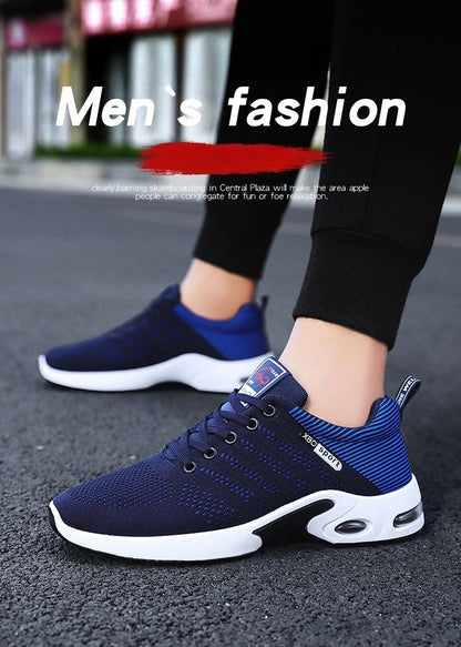 2025 New Men Sneakers Breathable Lace-Up Running Shoes Men Outdoor Walking Shoe Mesh Flying Woven Anti Slip Sports Shoes for Men.