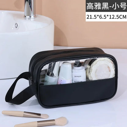 Waterproof Cosmetic Bag Portable Portable Cosmetic Storage Bag Large Capacity Pu Transparent Wash Bag Travel Storage Bag