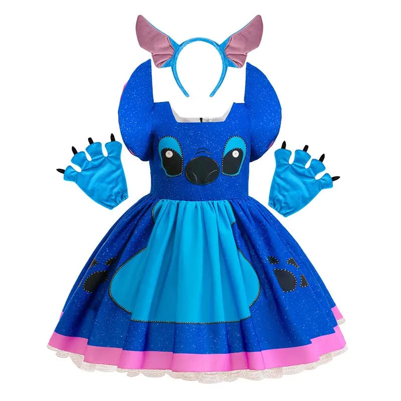 Baby Disney Film Stich Rolle Spielen Kostüm Sets Cartoon Niedliche Prinzessin Kleid Bühne Leistung Halloween Karneval Kinder Kleid