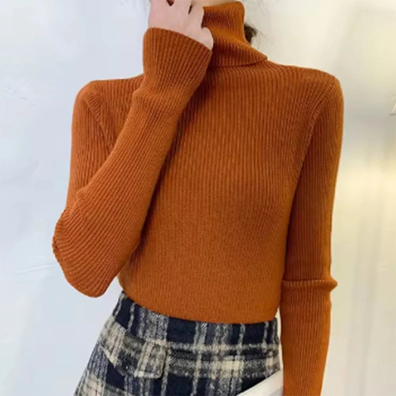 Rollkragenpullover für Damen im Herbst, gestrickt, weiche Pullover, Pullover, grundlegende weiche Pullover für Damen, 2026, Herbst und Winter