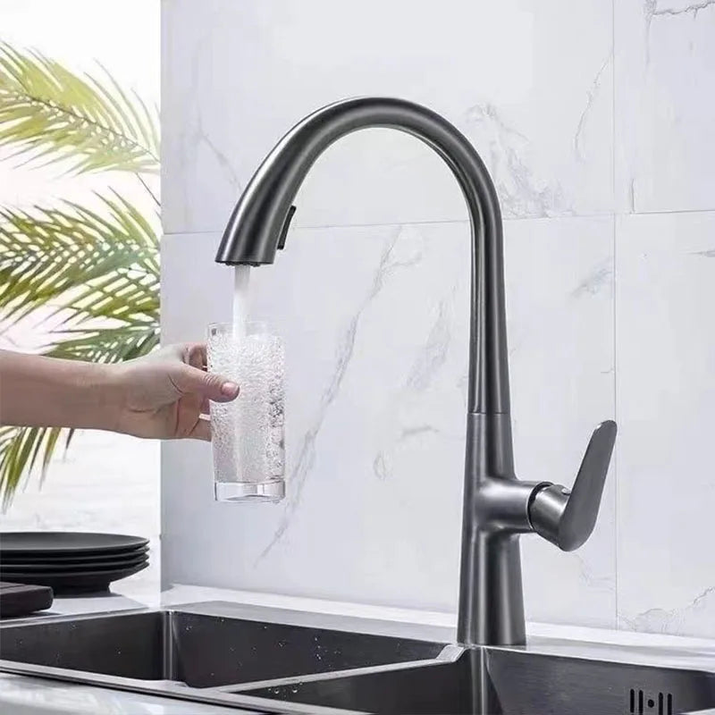Pull Down Kitchen Faucet Hidden spray head Dual Modes Nozzle Hot Cold Water Mixer Crane Tap Brass Kitchen Sink Faucets