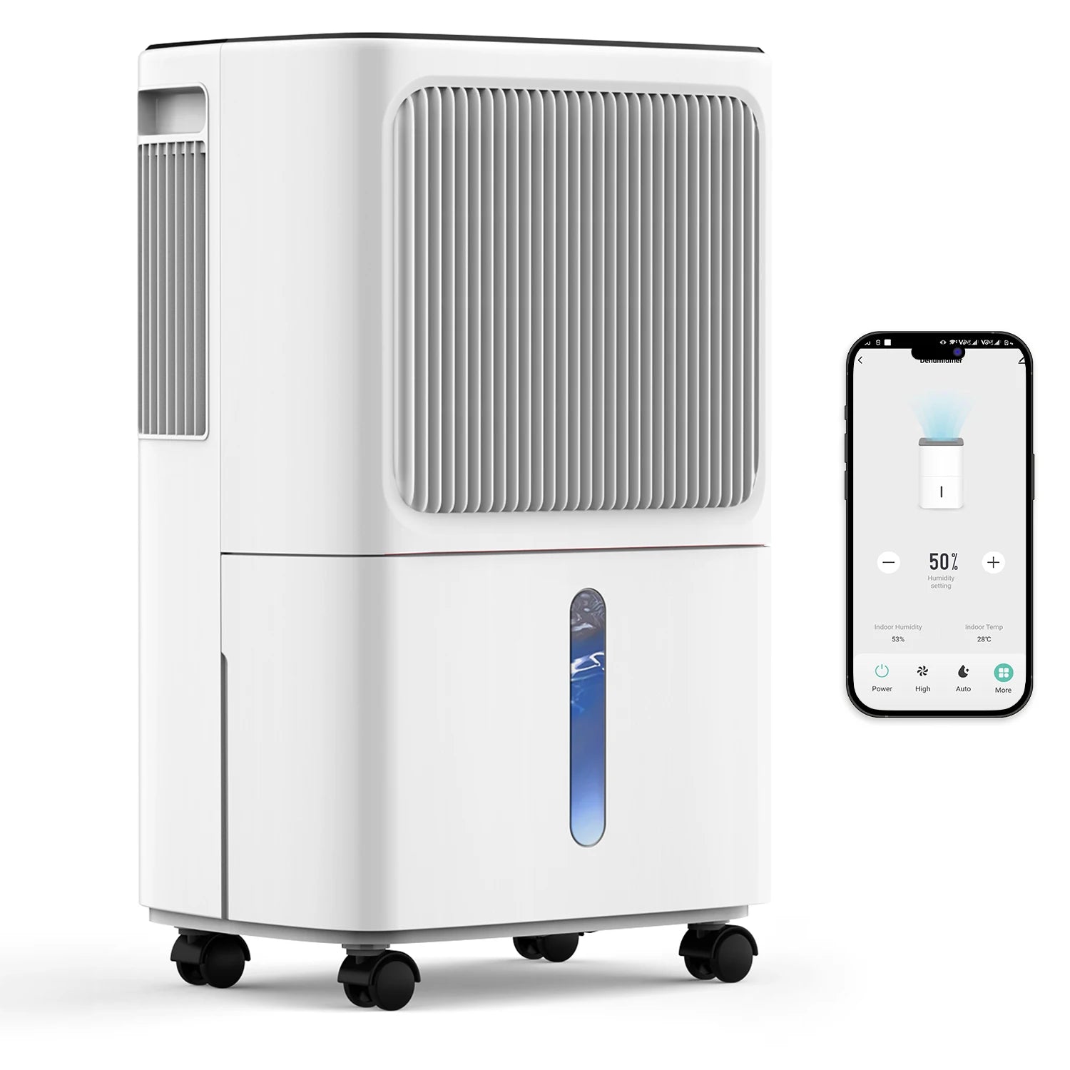 16L/Day Dehumidifier with Wifi Controlled App, Digital Humidity Display, Continuous Drainage, Laundry Drying and 24 Hour Timer.